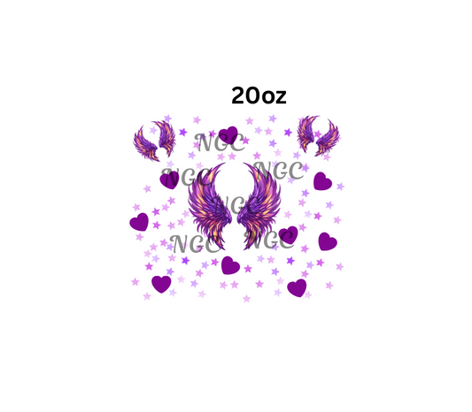 20oz purple wings with stars and hearts