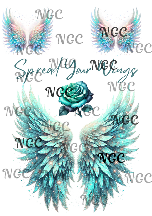 A5 Notebook teal wings