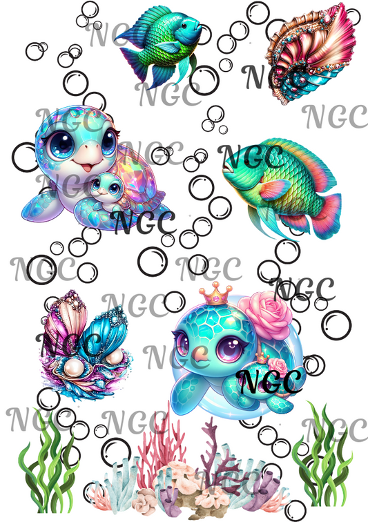 A5 Notebook sealife turtle fish