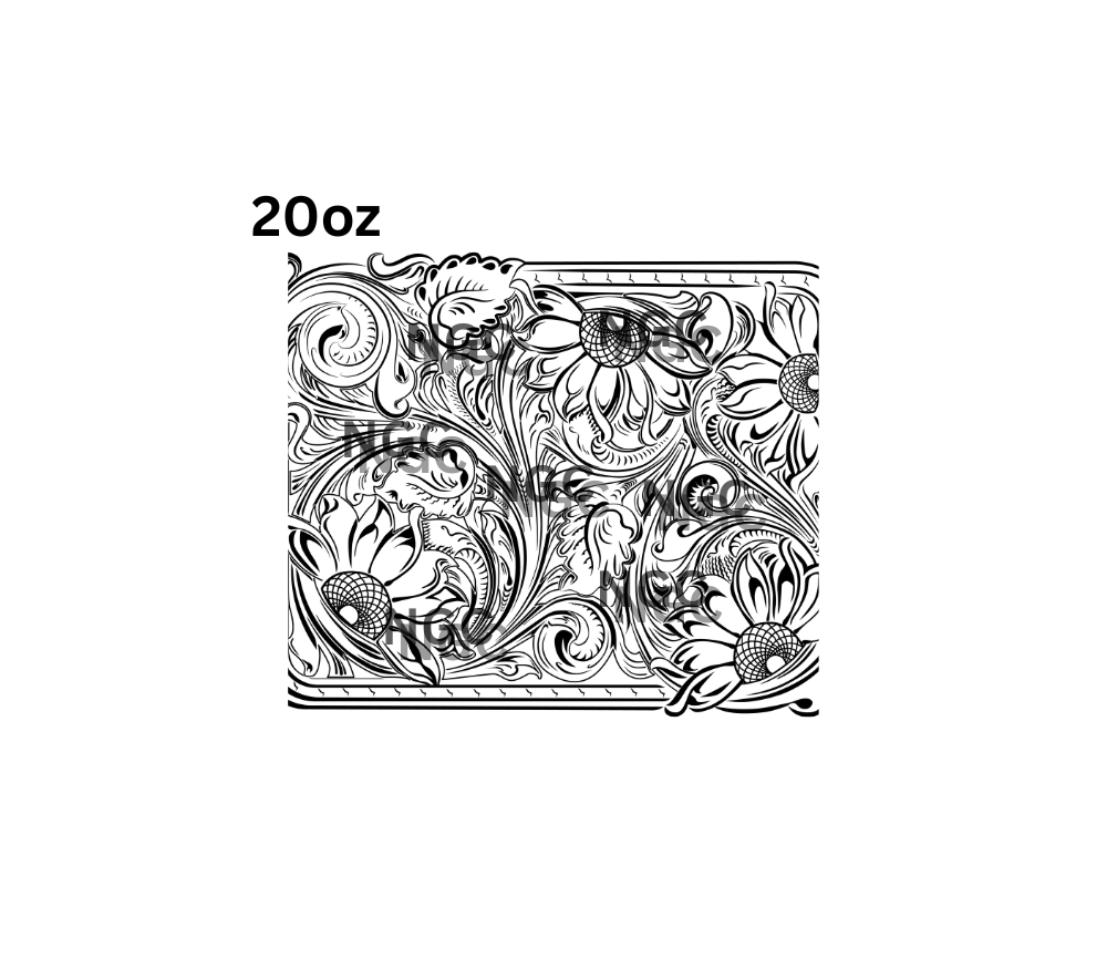 20oz tooled leather sunflowers