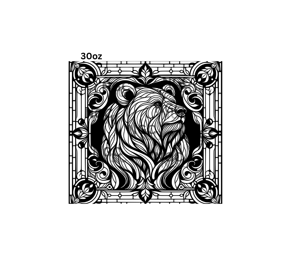 30oz bear stained glass tooled