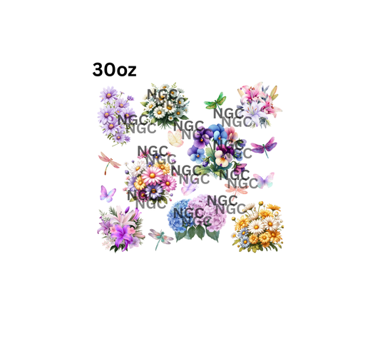 30oz flowers and dragonflies