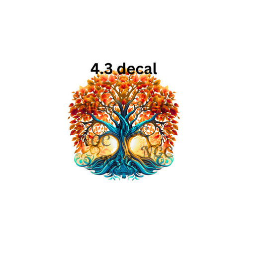 decal tree of life teal & orange