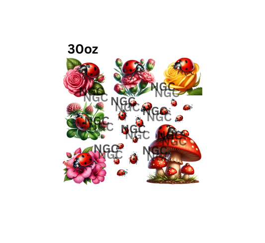 30oz ladybugs on flowers