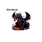decal black dragon standing on fire stones
