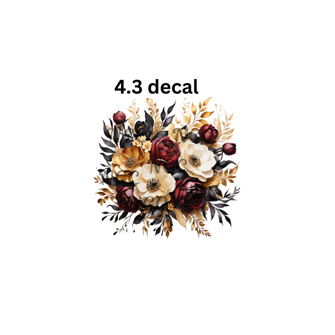 decal red cream flowers