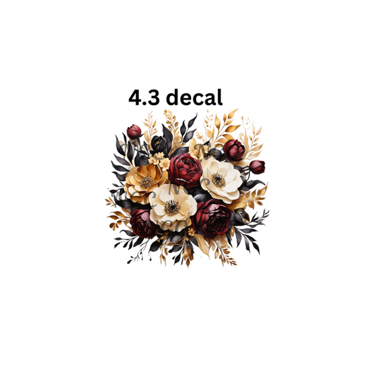 decal red cream flowers