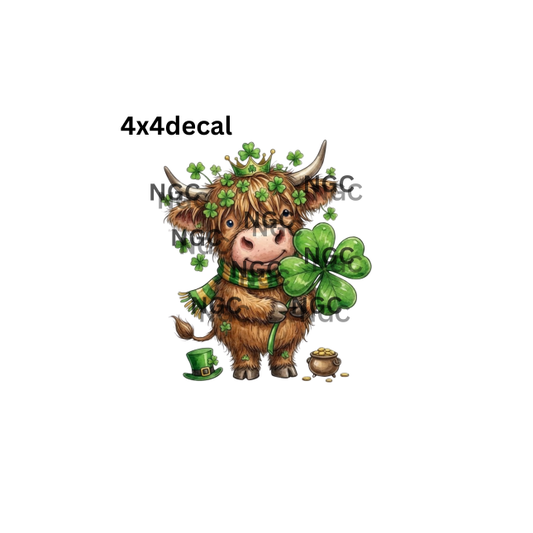 decal highland cow st patricks day3