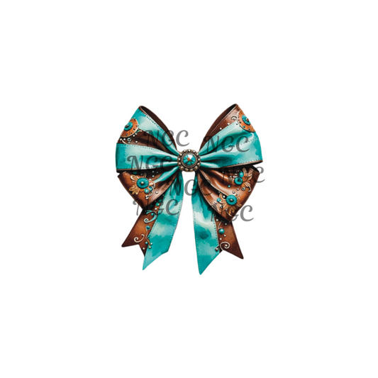 decal turquoise brown western bow