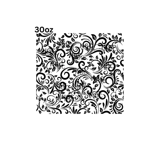 30oz tooled leather swirl leaves