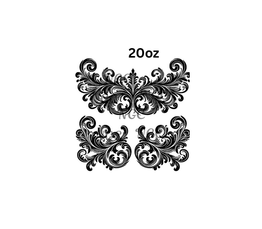 20oz black scroll