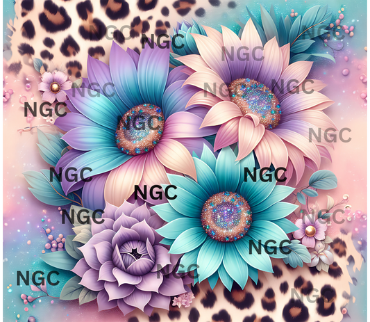 20oz wrap teal sunflower solid