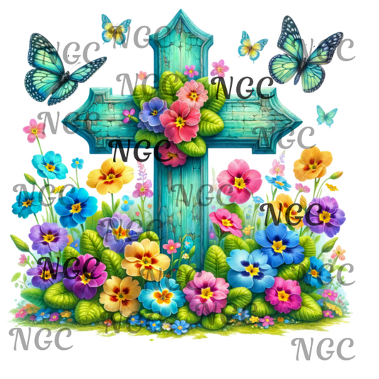 single decal teal cross