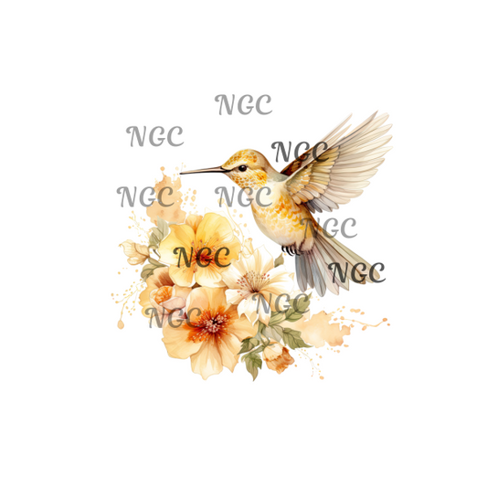 single decal hummingbird golden yellow color
