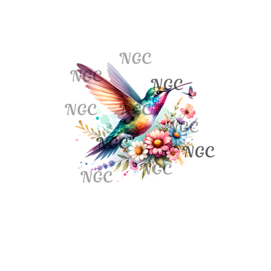 single decal hummingbird multi color