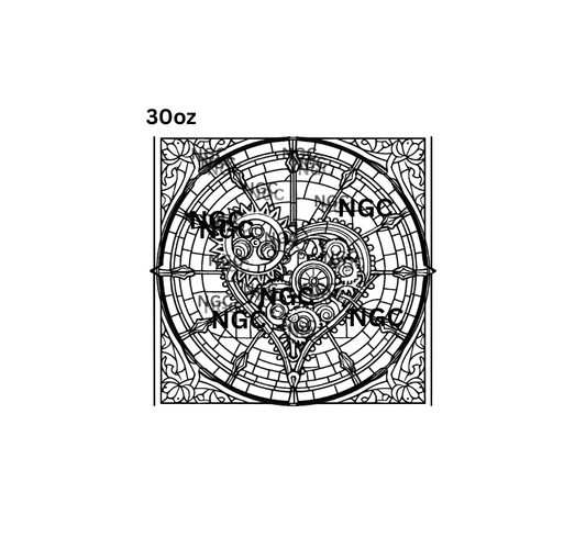 30oz steampunk heart stained glass outline