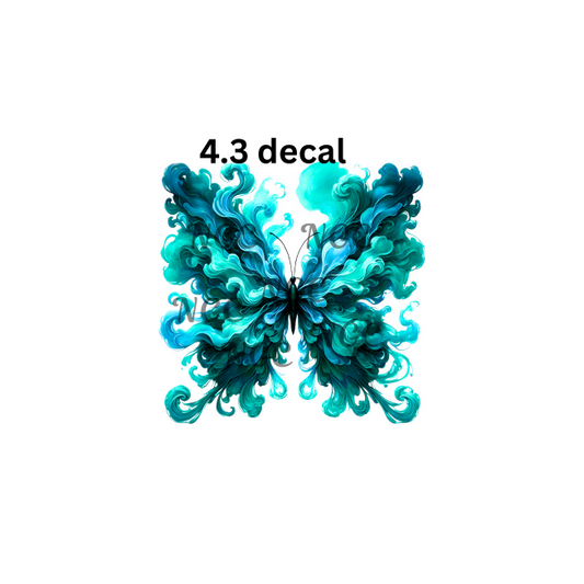 decal teal and blue smokey butterfly