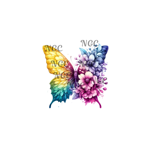 decal rainbow butterfly with flowers 3