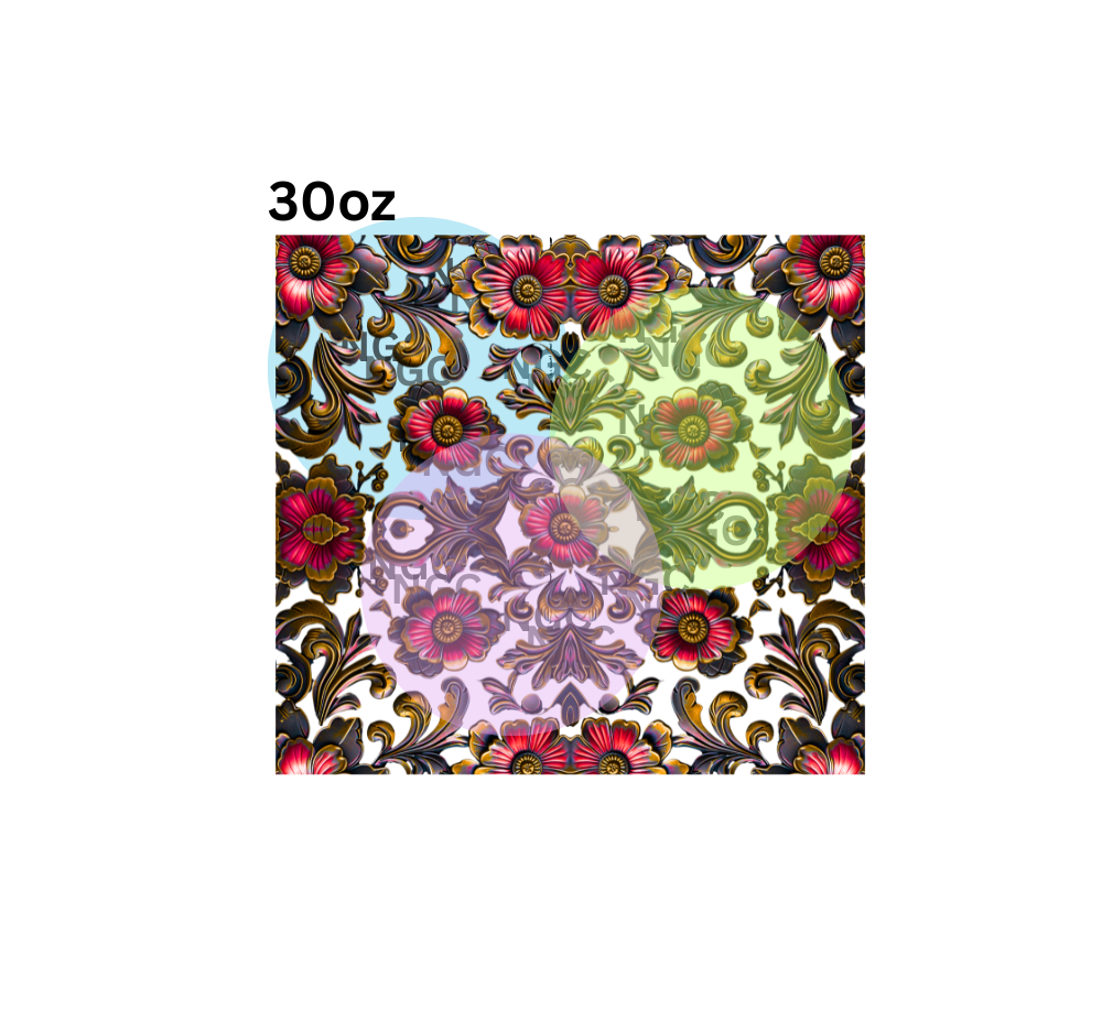 30oz red filigree