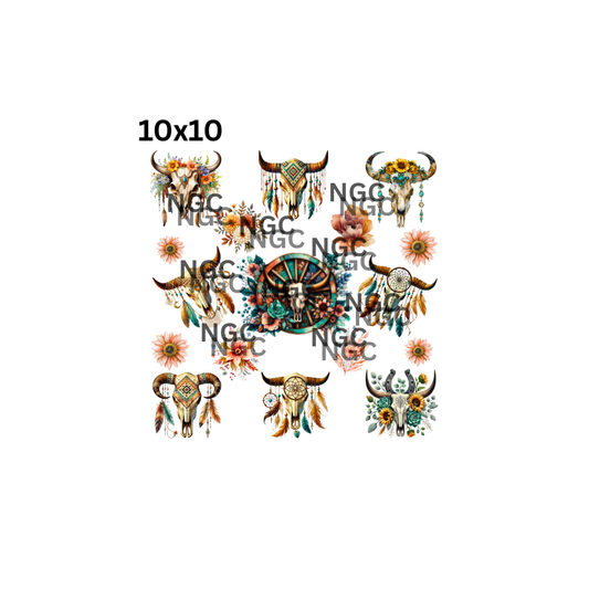 10x10 bull skulls