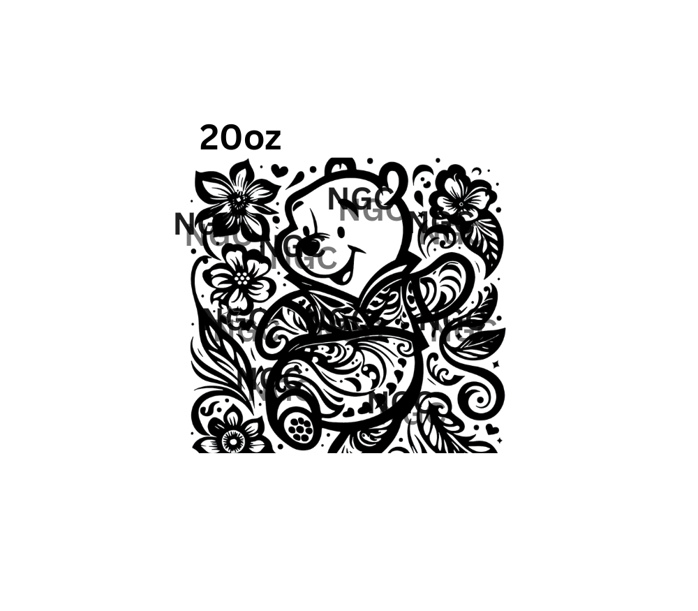 20oz pooh tooled leather stained glass