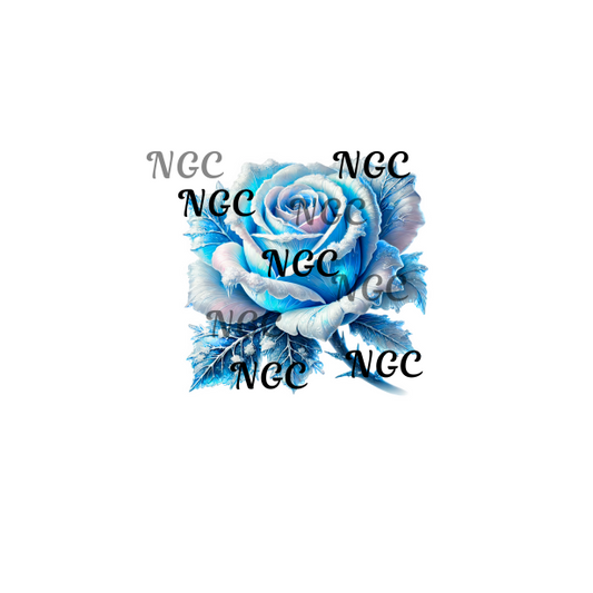 single decal blue winter rose