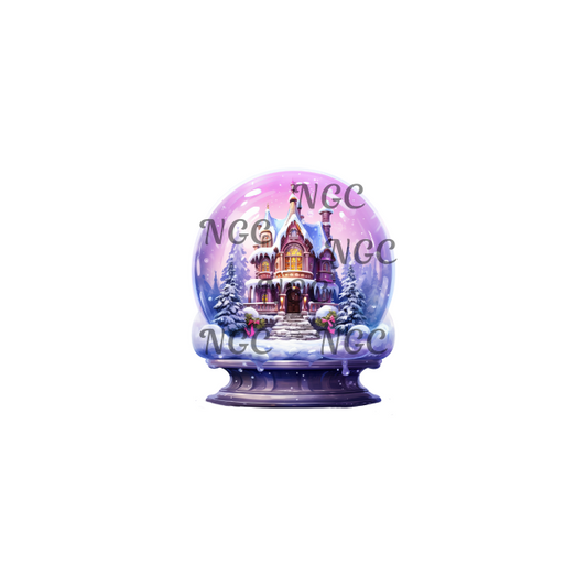 decal purple christmas snowglobe