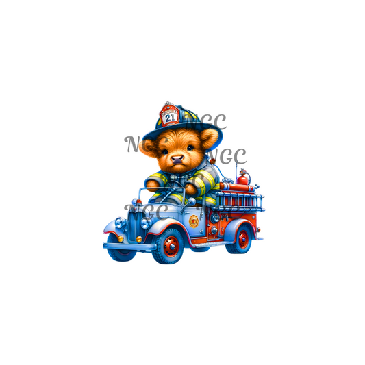 decal cow in fire truck