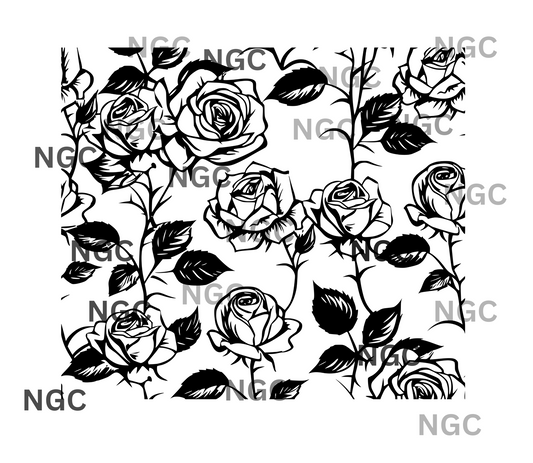 20oz wrap tooled leather flower outline roses