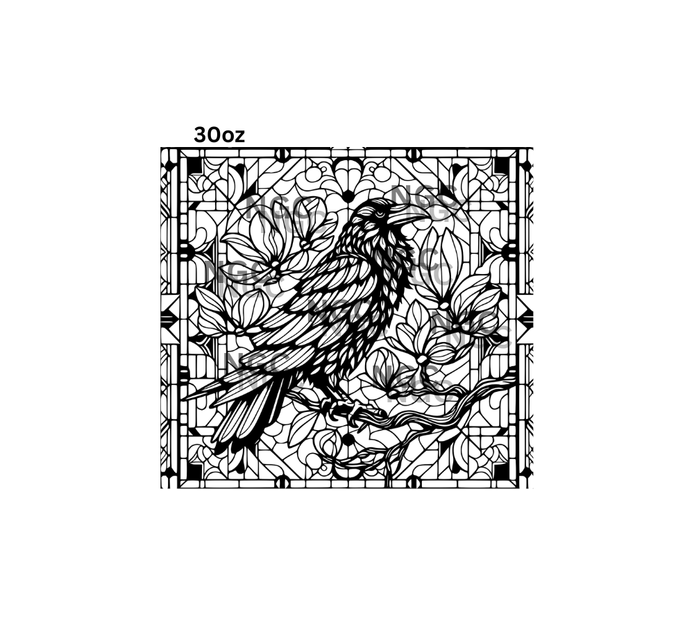 30oz raven stained glass