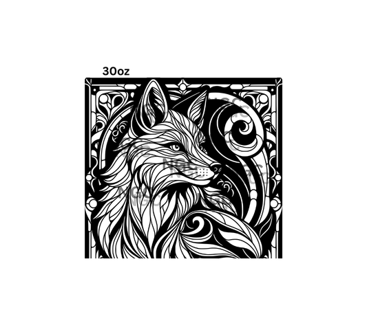 30oz fox stained glass tooled