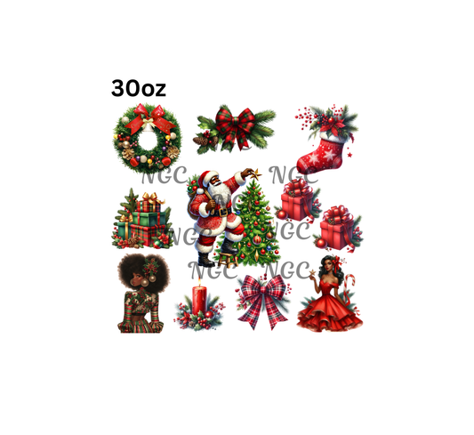 30oz melanin santa with gifts