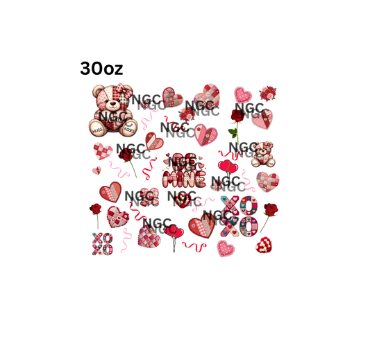 30oz patchwork valentine hearts