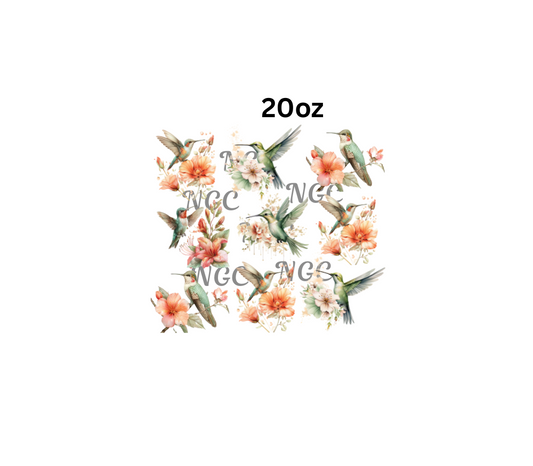 20oz green hummingbirds 3in each