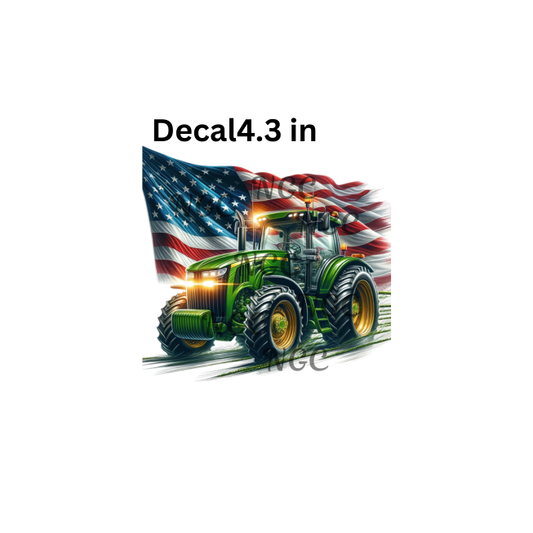decal farm tractor and flag