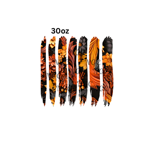 30oz fall color tooled leather paint stroke band sheet