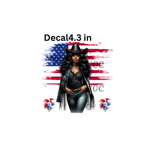 decal melanin cowgirl american flag
