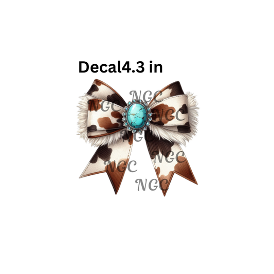 decal western cow bow with turquoise