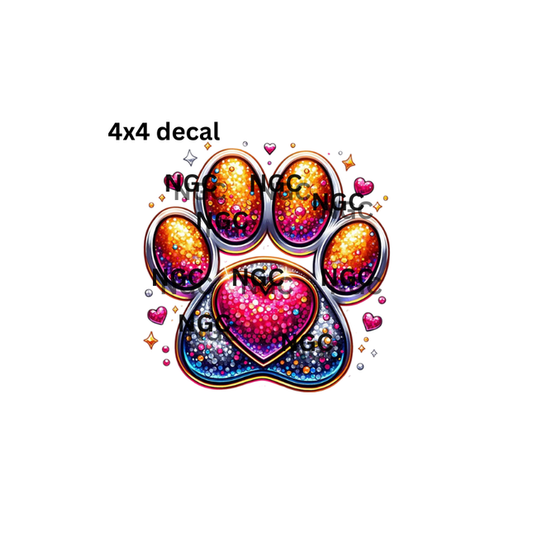 decal gemstone paw print