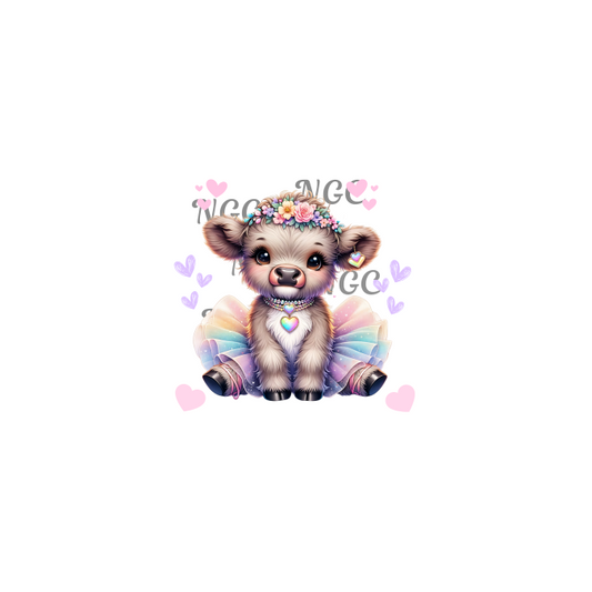 decal pastel highland cow