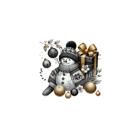 decal black gold snowman christmas7