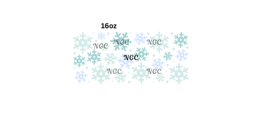 16oz blue and green snowflakes