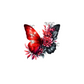 decal red black butterfly with flowers