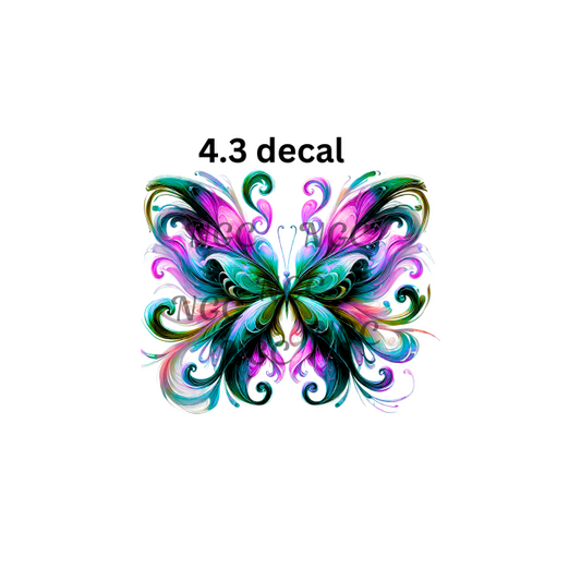 decal green and purple smokey butterfly