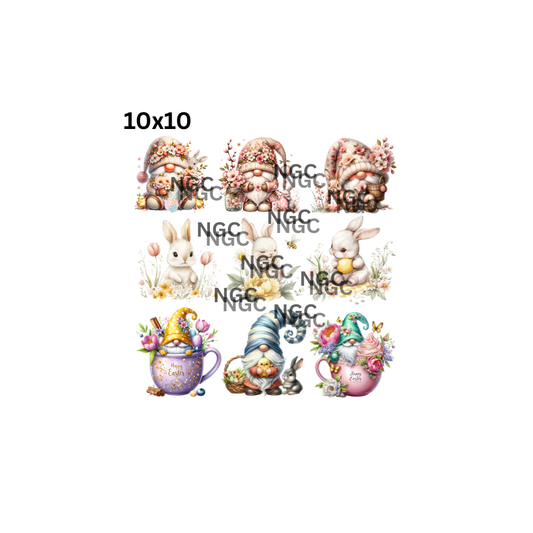 10x10 easter gnomes and bunnies