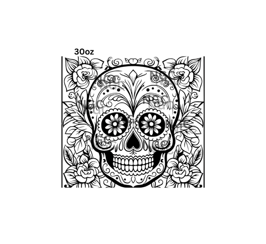 30oz sugar skull tooled stained glass