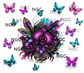 20oz wrap  flowers butterflies teal pink
