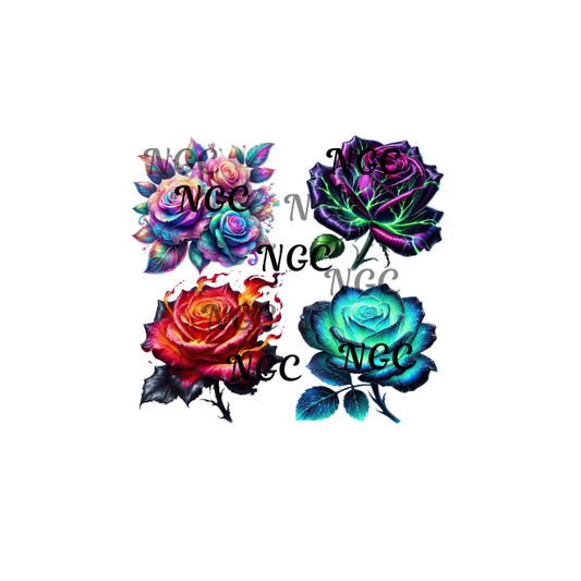 single decal assorted roses