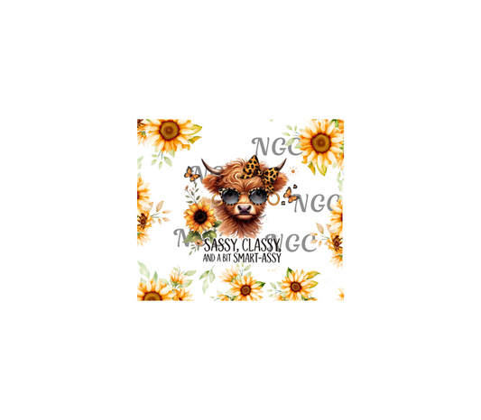 20oz cow with sunflowers