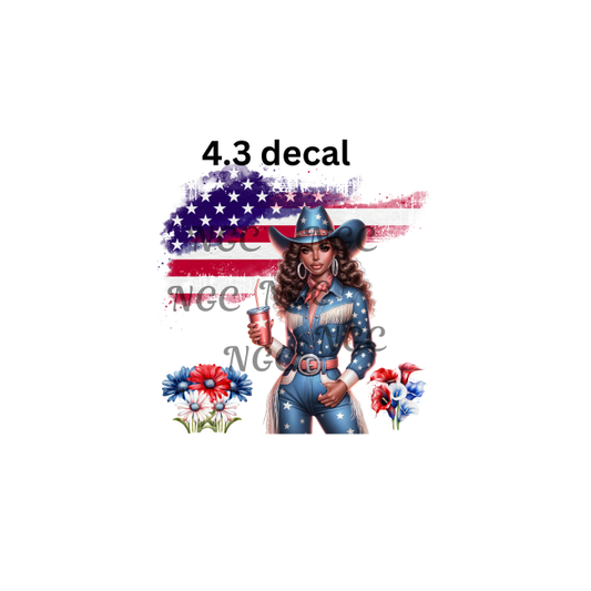 decal melanin cowgirl with flag